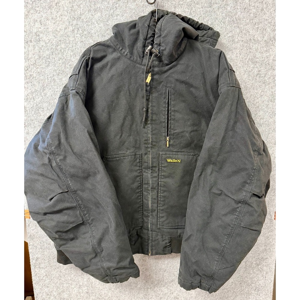 Walls Black Hooded Work Jacket